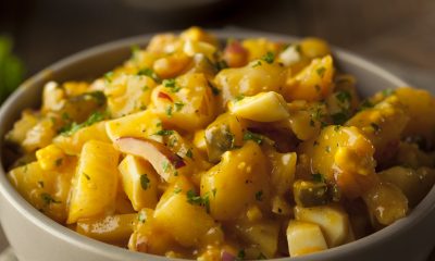 Vegan Potato Salad with fresh herbs and turmeric