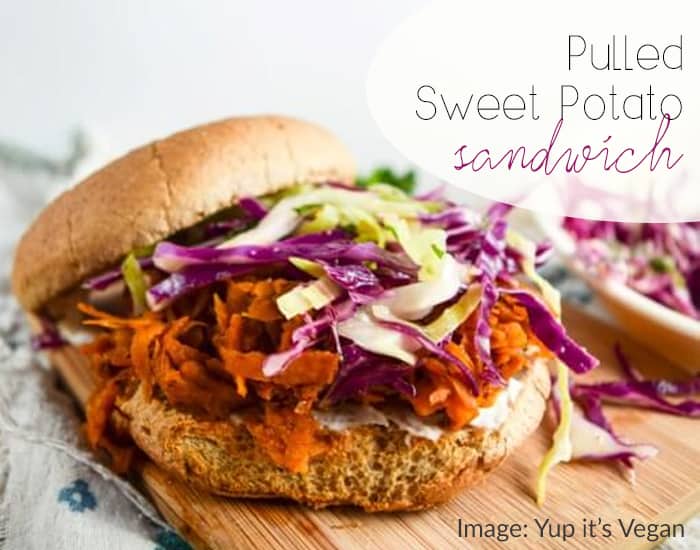 Liver friendly vegan pulled bbq sweet potato sandwich wish cole slaw