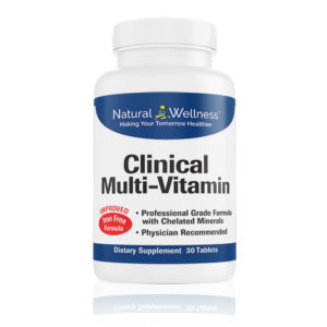 Clinical Multi-Vitamin contains vitamins B9 and B12.